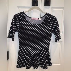 Black & White Polkadot Peplum Blouse